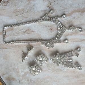 Vintage 1950s Rhinestone Jewelry set Interchangeable Pendant